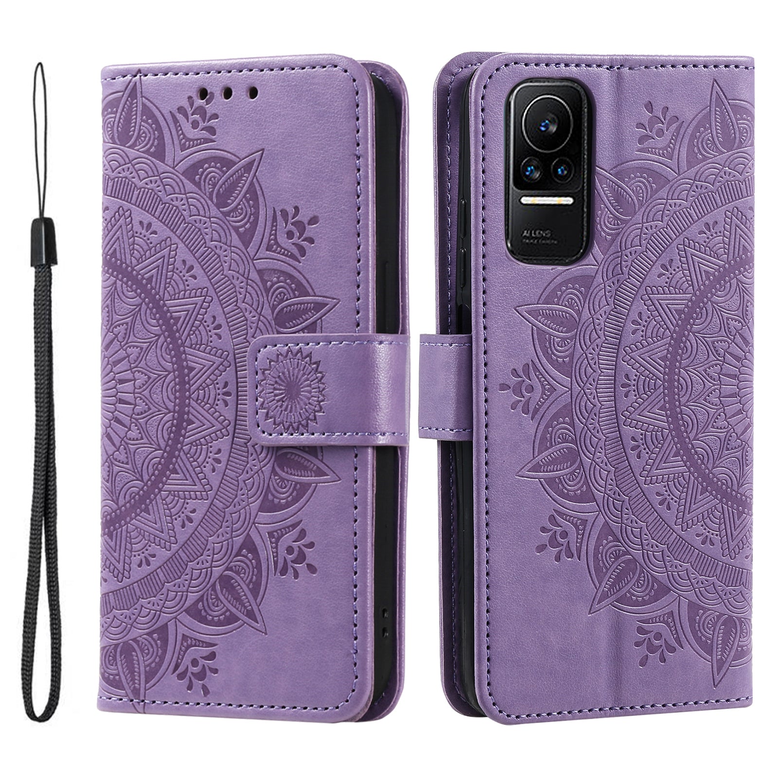 For Xiaomi 13 Lite Civi 2 5G Imprinted Mandala Flower Pattern Leather Phone Case Wallet Stand Phone Cover with Strap For Xiaomi 13 Lite Civi 2 5G Imprinted Mandala Flower Pattern Leather Phone Case Wallet Stand Phone Cover with Strap